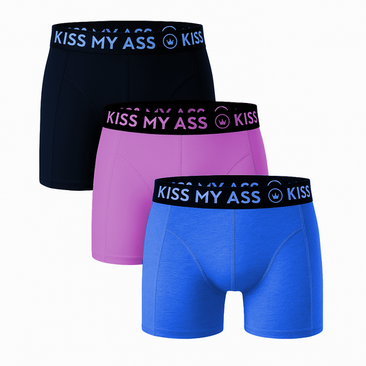 3-Pack Blauw Roze Zwart